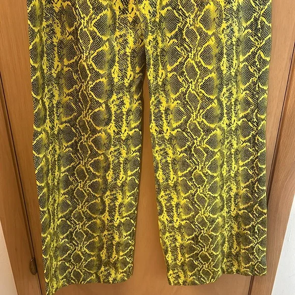 Alice & Olivia Women’s Snakeprint Wide Leg Pants New Yellow Black Size 2